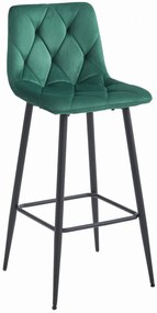 Scaun de bar verde inchis NADO VELVET cu picioare negre