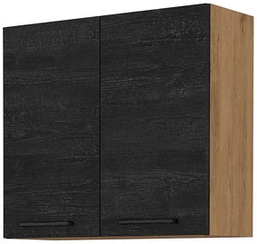 Dulap superior de bucătărie Virion 80 G 72 2F (Stejar lancelot + lemn închis). 1046301