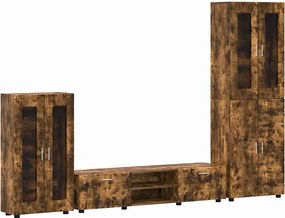 vidaXL Set comodă TV cu sertar FLORIN Stejar fumuriu Lemn compozit