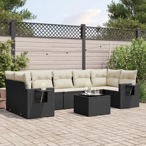 3252273 vidaXL Set mobilier de grădină cu perne, 8 piese, negru, poliratan