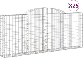 vidaXL Coșuri gabion arcuite 25 buc, 300x30x120/140 cm fier galvanizat