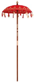 vidaXL Parasol Balinez Altele Roșu x 260 cm Bumbac și lemn masiv