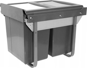 Cos gunoi incorporabil GTV Practi Eco, colectare selectiva, pentru corp de 450 mm, gri antracit, 2 x 20 l Gri antracit, Plastic, L:415  mm; A:500 mm;