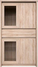 Vitrina NORTON, stejar sonoma, PAL laminat/canturi PVC/sticla, 87x40x1