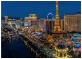 Tablou pe sticlă cu Las Vegas nocturn (70x50 cm)