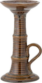 Sfeșnic din ceramică, maro, siluetă sculpturală, glazură reactivă cu nuanțe unice, 18 x 9,5 cm, „Rigby”
