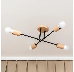 Lustră aplicată CAMBRIDGE 4xE27/15W/230V, din lemn de pin