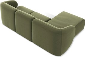 Colțar verde cu tapițerie din catifea (cu colț pe partea stângă/cu șezlong) Lani – Makamii