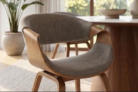 Scaun design scandinav, Lemn de frasin, textil gri texturat ORGANIC