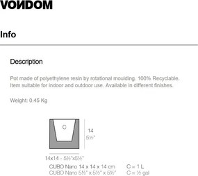 Ghiveci plante design decorativ modern interior / exterior CUBE mini 14x14x14cm