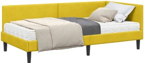 vidaXL Cadru de pat colțar cu saltea Altele 2 pcs Galben Catifea