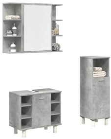 vidaXL Set mobilier de baie, 3 piese, gri beton, lemn compozit