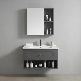 Set mobilier de baie cu lavoar River 60cm Grey
