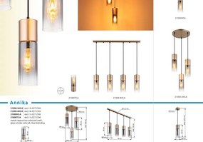 Lustra cu 4 Pendule metal sticla fumurie ANNIKA