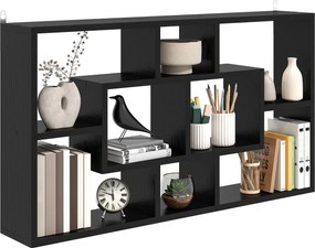 HOMCOM Etajeră de Perete Decorativă Etajeră pentru Cărți, CD-uri cu 8 Cuburi 85x14,5x47,5 cm Negru | Aosom Romania
