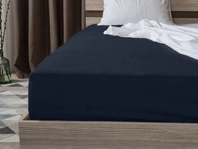Cearsaf jersey cu lycra albastru marin 90 x 200 cm