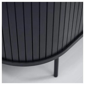 Comodă TV neagră cu aspect de lemn de stejar 56x180 cm Nola – Unique Furniture