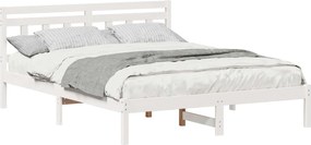 vidaXL Cadru de pat Alb 160 x 200 cm Lemn de pin masiv