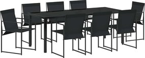 vidaXL Set de masă pentru grădină 9 pcs Negru