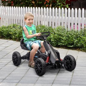 HOMCOM kart cu pedale pentru copii, scaun reglabil 4 poziții, roți EVA, 100 x 58 x 58,5 cm, negru | Aosom Romania