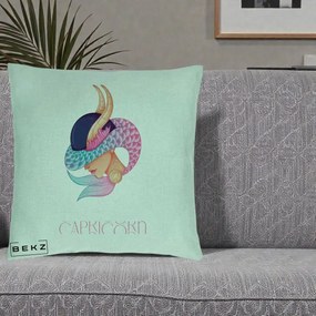 Perna Personalizata Zodiac Capricorn Cowgirl, 40x40 cm, Verde Menta, Husa Detasabila, Perna Inclusa, BEKZ®