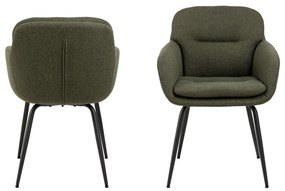 Scaun de sufragerie kaki cu cotiere tapițat Dora – Actona