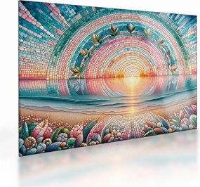 Tablou pe sticlă – Mozaic al soarelui la apus (70x50 cm)