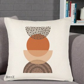 Perna Decorativa Boho Stiva Forme Punctate Terracotta, 40x40 cm, Crem Reliefat, Husa Detasabila, Perna Inclusa, BEKZ®