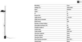 Lampadar mobil directionabil MATILDA negru