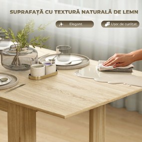 HOMCOM Masa extensibilă, 140-180 cm, finisaj lemn natural, pentru 6-8 persoane | Aosom Romania