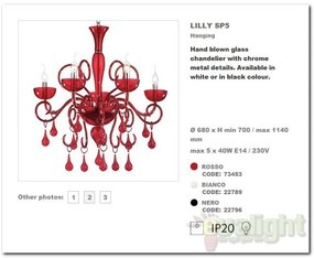 Lustra 5 brate diametru 68cm LILLY SP5 rosso 073453