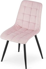 Scaun de dining SPLIT VELVET cu picioare negre, roz deschis