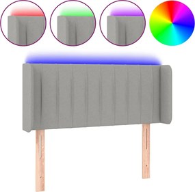 vidaXL Tăblie de pat cu LED, gri deschis, 93x16x78/88 cm, textil