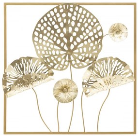 Decoratiune de perete aurie din metal, 50x5x50 cm, Gold Flowers Mauro Ferretti