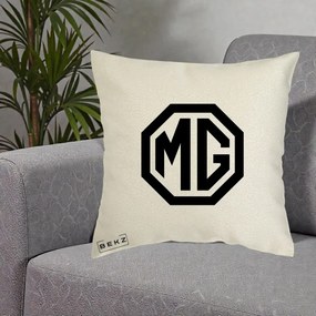 Perna Personalizata cu emblema MG, 40x40 cm, Ecru, Husa Detasabila, Perna Inclusa, BEKZ®
