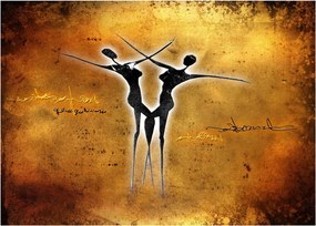 Tablou pe sticlă perechii dansând pictate (70x50 cm)