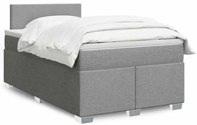 vidaXL Pat box spring cu saltea, gri deschis, 120x190 cm, textil