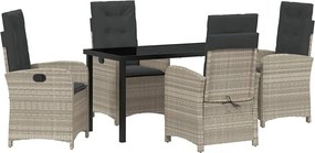 vidaXL Set de masă pentru grădină cu pernă 5 pcs Gri deschis poliratan