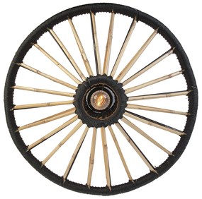 Plafoniera orientala din bambus cu negru 60 cm - Evalin