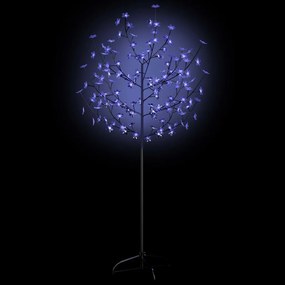 Pom Craciun, 120 LED-uri lumina albastra, flori de cires 150 cm 1, Albastru, 150 cm