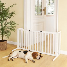 PawHut Poartă pentru Câini Pliabilă de Siguranță Extensibilă 102-183 cm cu 2 Suporturi Detașabile, Panouri Laterale, Poartă din Lemn pentru Câini de Talie Mică și Medie, Barieră Protectoare pentru Scări | Aosom Romania