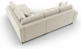 Colțar bej extensibil, cu spațiu de depozitare cu tapițerie din catifea (cu colț pe partea dreaptă-în formă de ”L”) Kyoto – Cosmopolitan Design