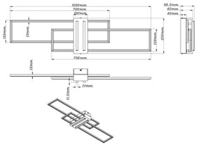 Plafonieră LED Globo 67208-40N DAKARI LED/40W/230V 3000K 25x100 cm negru