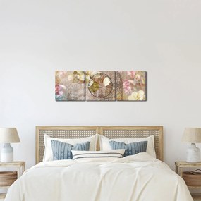 Tablou - Ornament de flori (cu ceas) (90x30 cm)