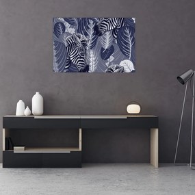Tablou - Zebre între frunze (90x60 cm)