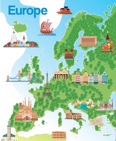 Ilustrație Europe Tourism Map, drmakkoy