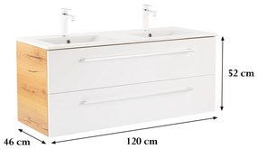 Dulap inferior Vario Clam 120 cu lavoar stejar-alb