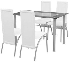 vidaXL Set masă cu scaune, 5 piese, Alb