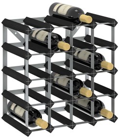 Suport de vinuri, 20 sticle, negru, lemn masiv de pin 20, 20