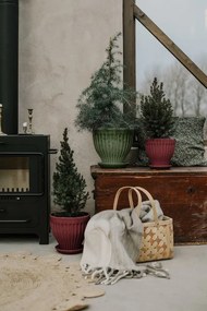 Oală decorativă vintage din ceramică stoneware, burgundy „Anna”
